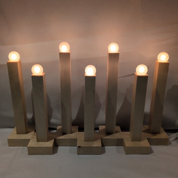 IKEA Strala 7 Arm Candelabra Wood Pine Beige 900.505.66 Lamp Mark Slojd Vintage - Picture 1 of 16